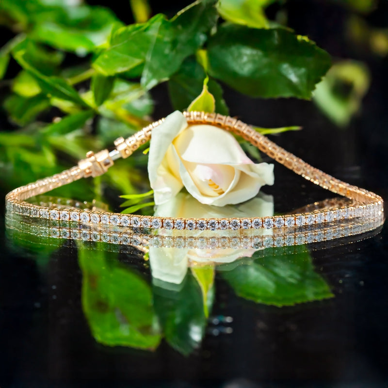 18Ct Yellow Gold Round Lab Created 5ct Diamond Tennis 7" Bracelet