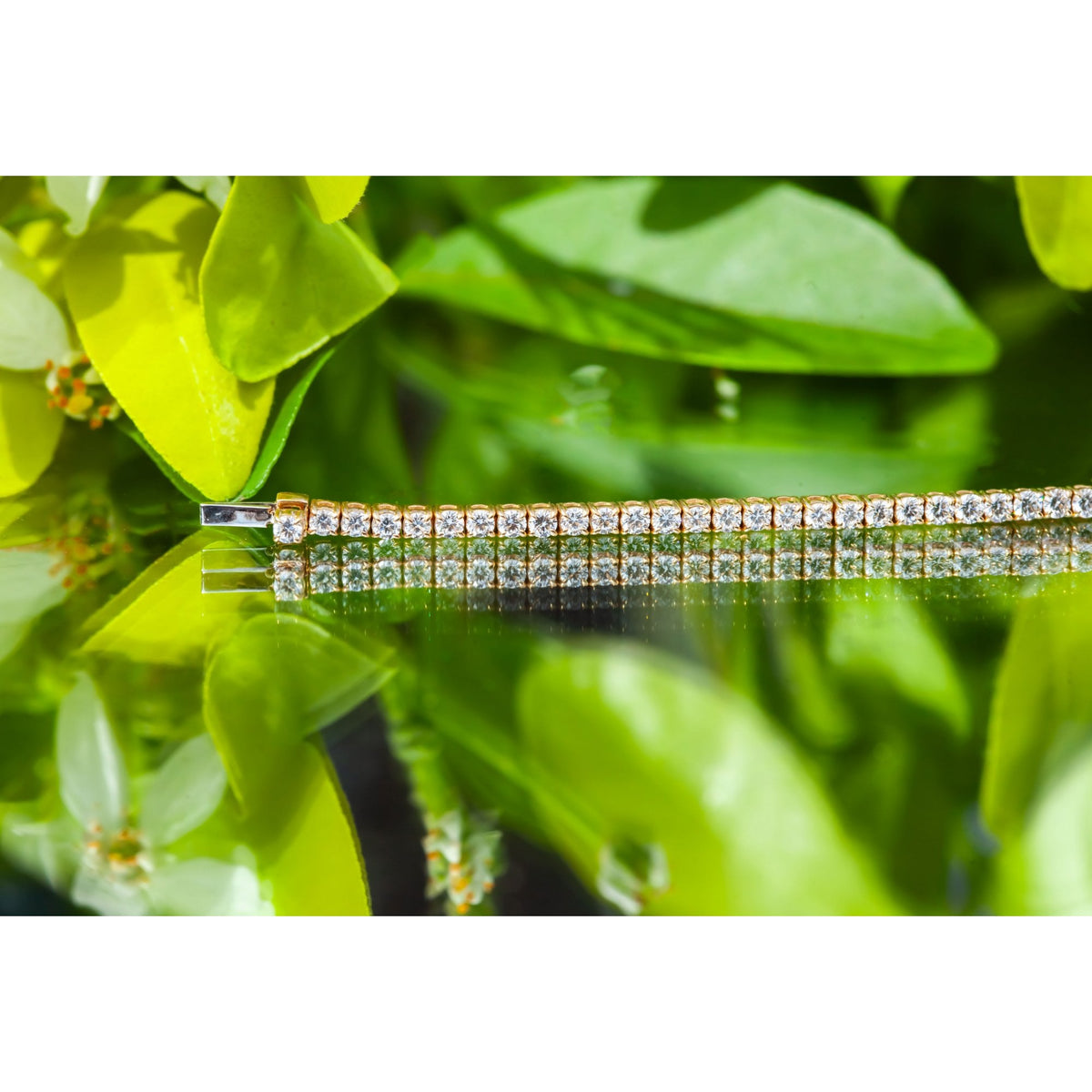 18Ct Yellow Gold Round Lab Created 5ct Diamond Tennis 7" Bracelet