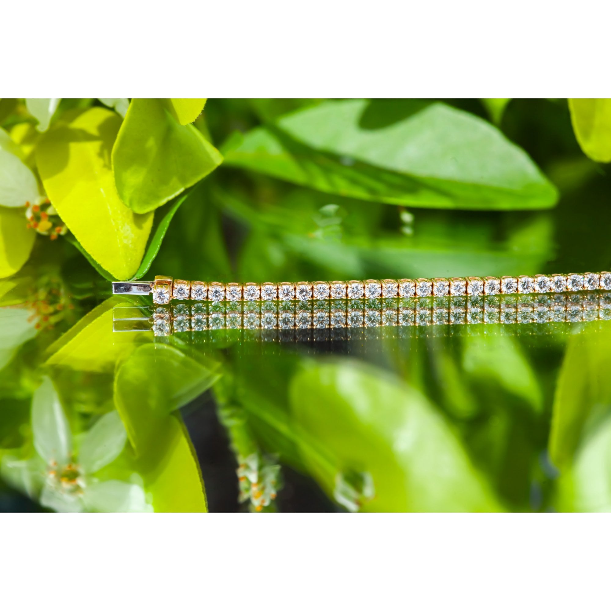 18Ct Yellow Gold Round Lab Created 5ct Diamond Tennis 7" Bracelet