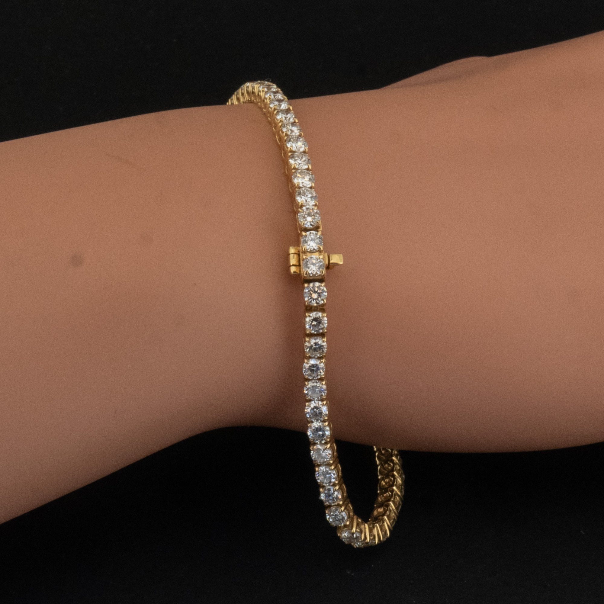 18Ct Yellow Gold Round Lab Created 5ct Diamond Tennis 7" Bracelet