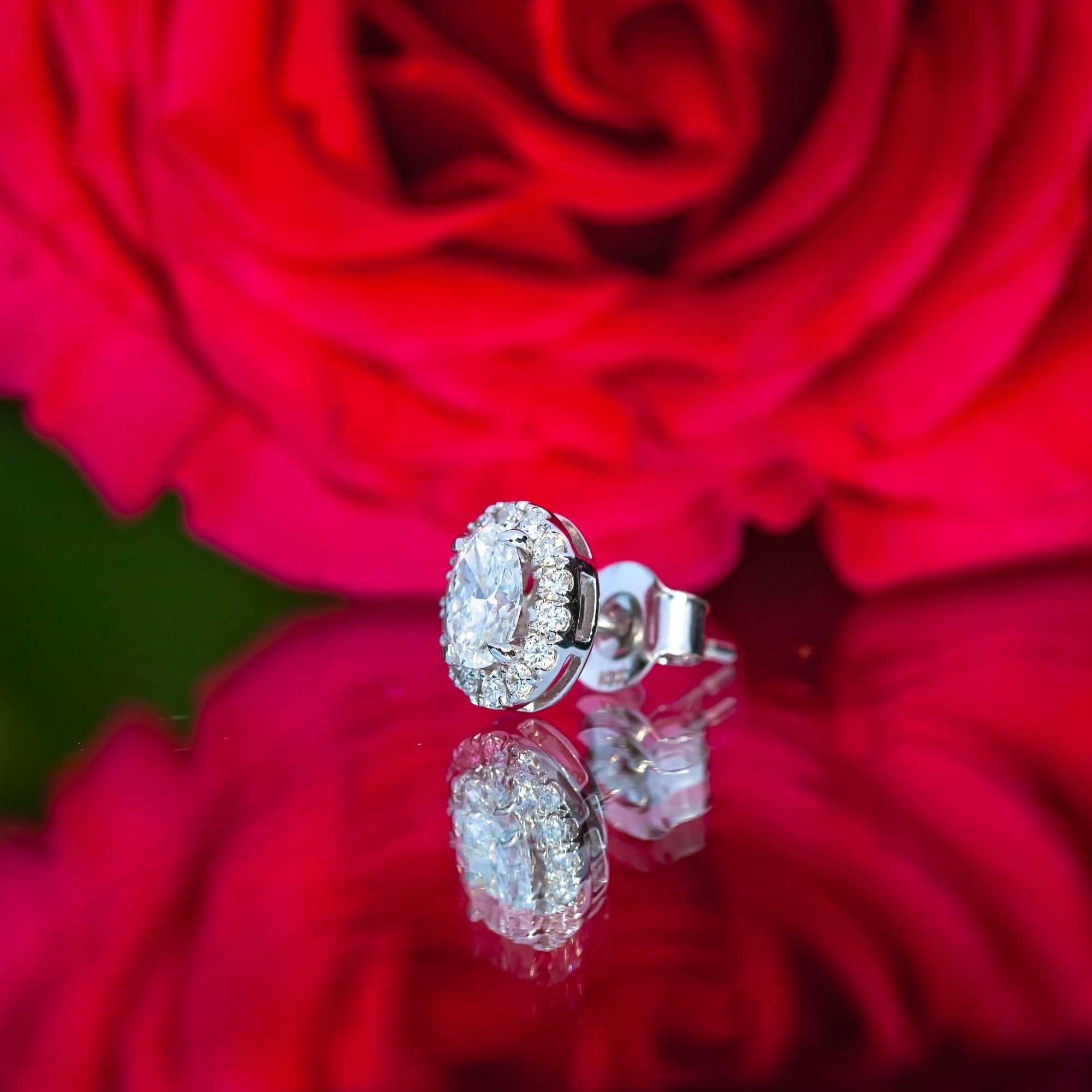 18Ct White Gold Lab Created 1ct Diamond Halo Earrings