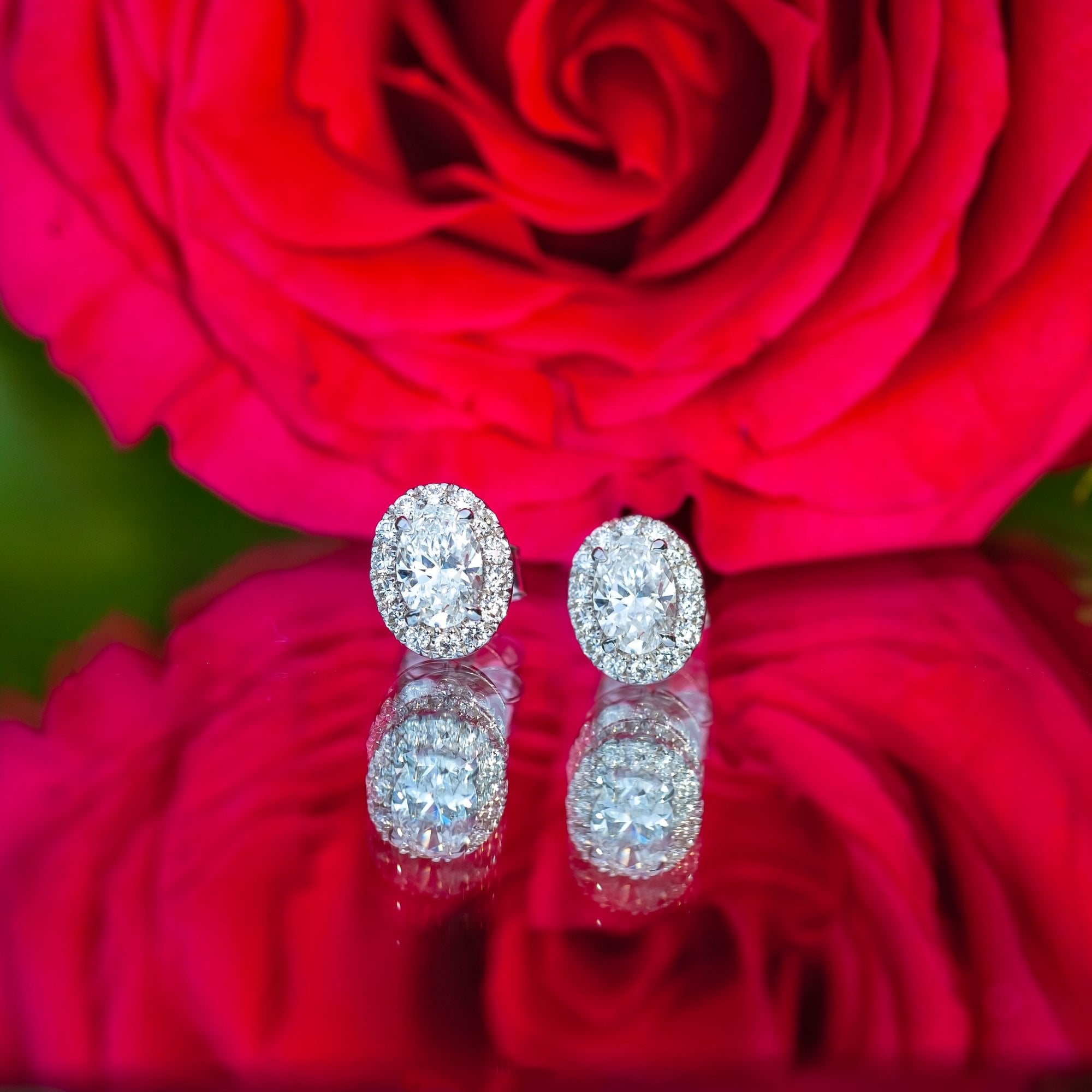 18Ct White Gold Lab Created 1ct Diamond Halo Earrings