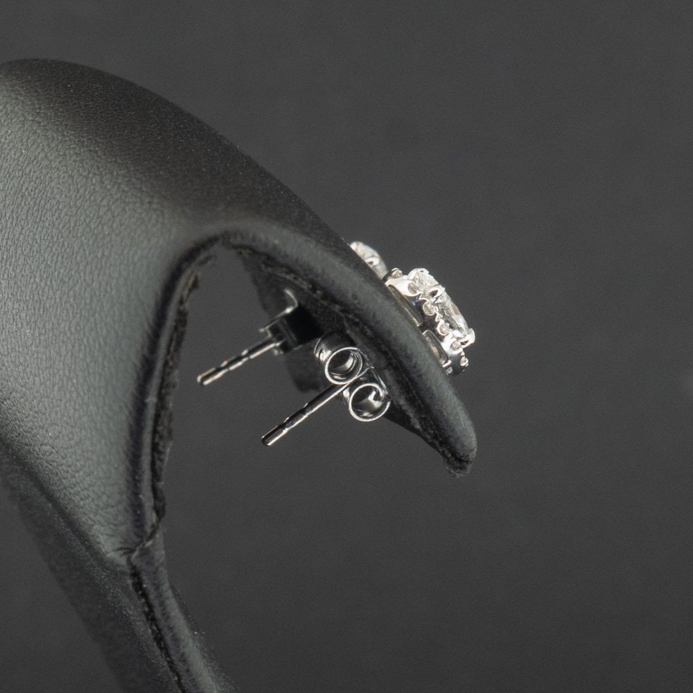 18Ct White Gold Lab Created 1ct Diamond Halo Earrings