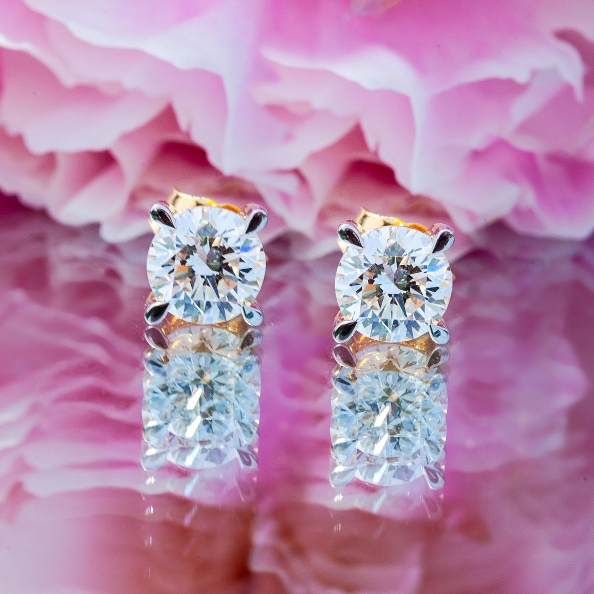 18Ct Yellow Gold Lab Created 1.55ct Diamond Stud Earrings