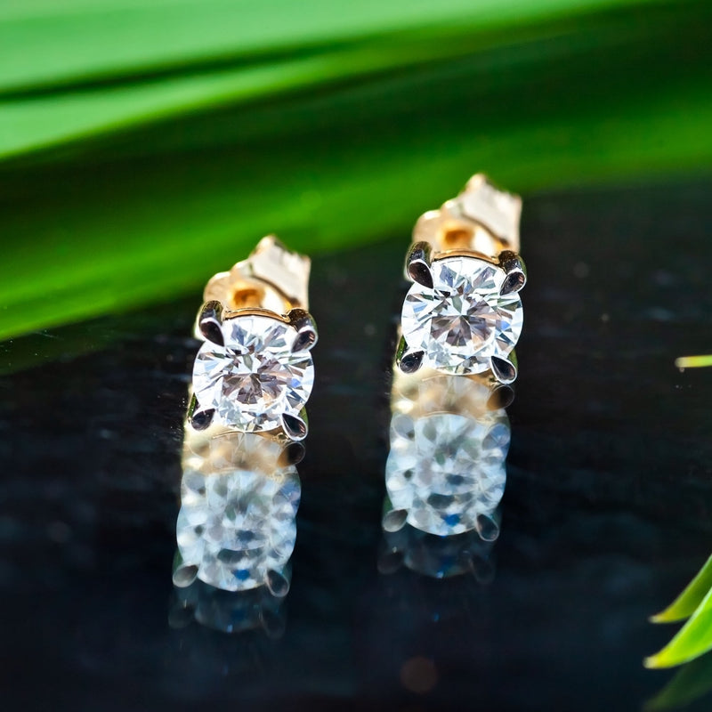 18Ct Yellow Gold Lab Created 1.07ct Diamond Stud Earrings