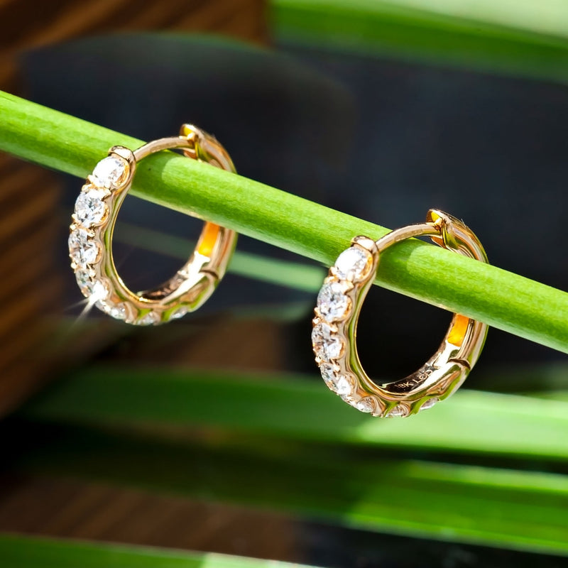 18Ct Yellow Gold Lab Created 1ct Diamond Huggie Earrings