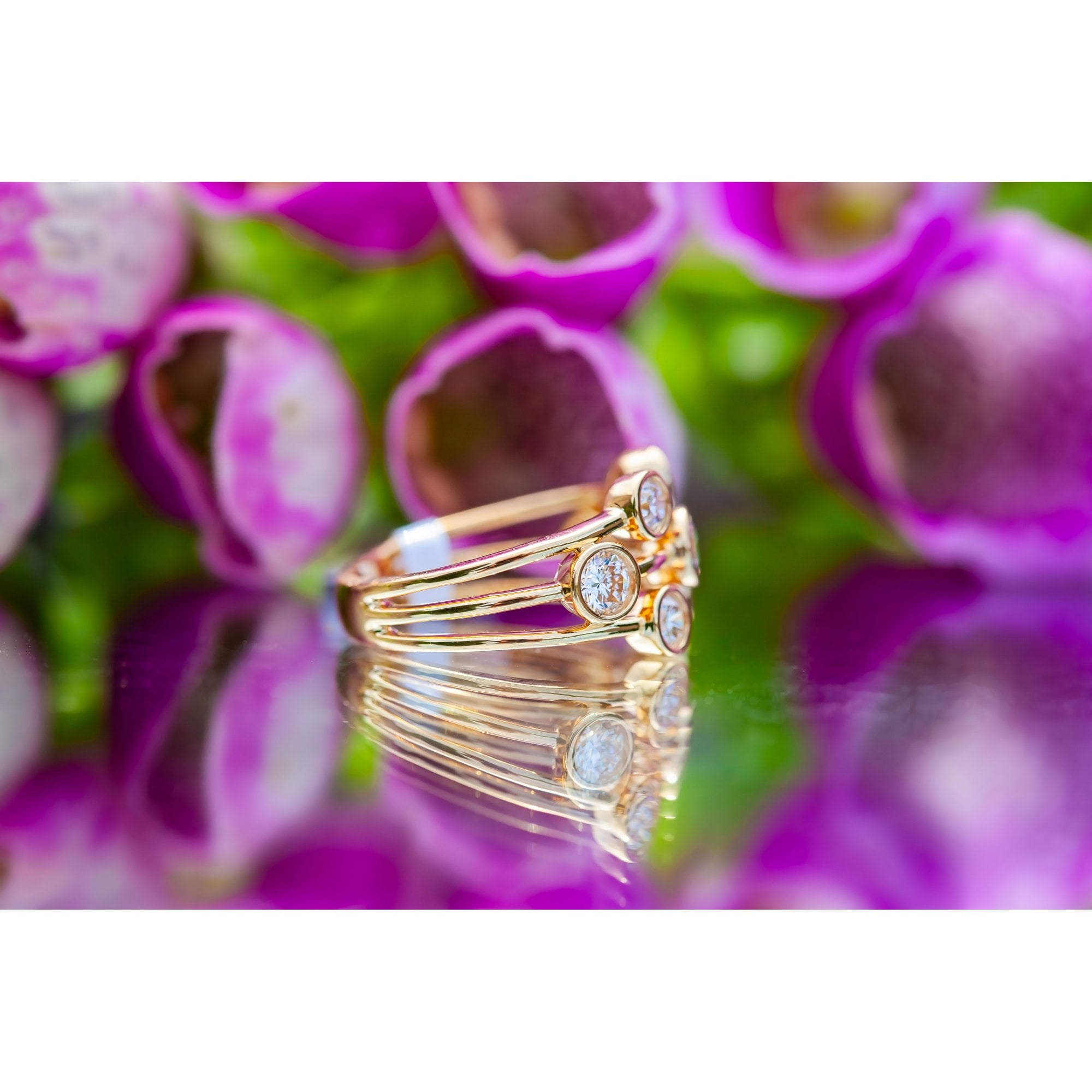 18Ct Yellow Gold Lab Created 1.06ct Diamond Bubble Ring Size M