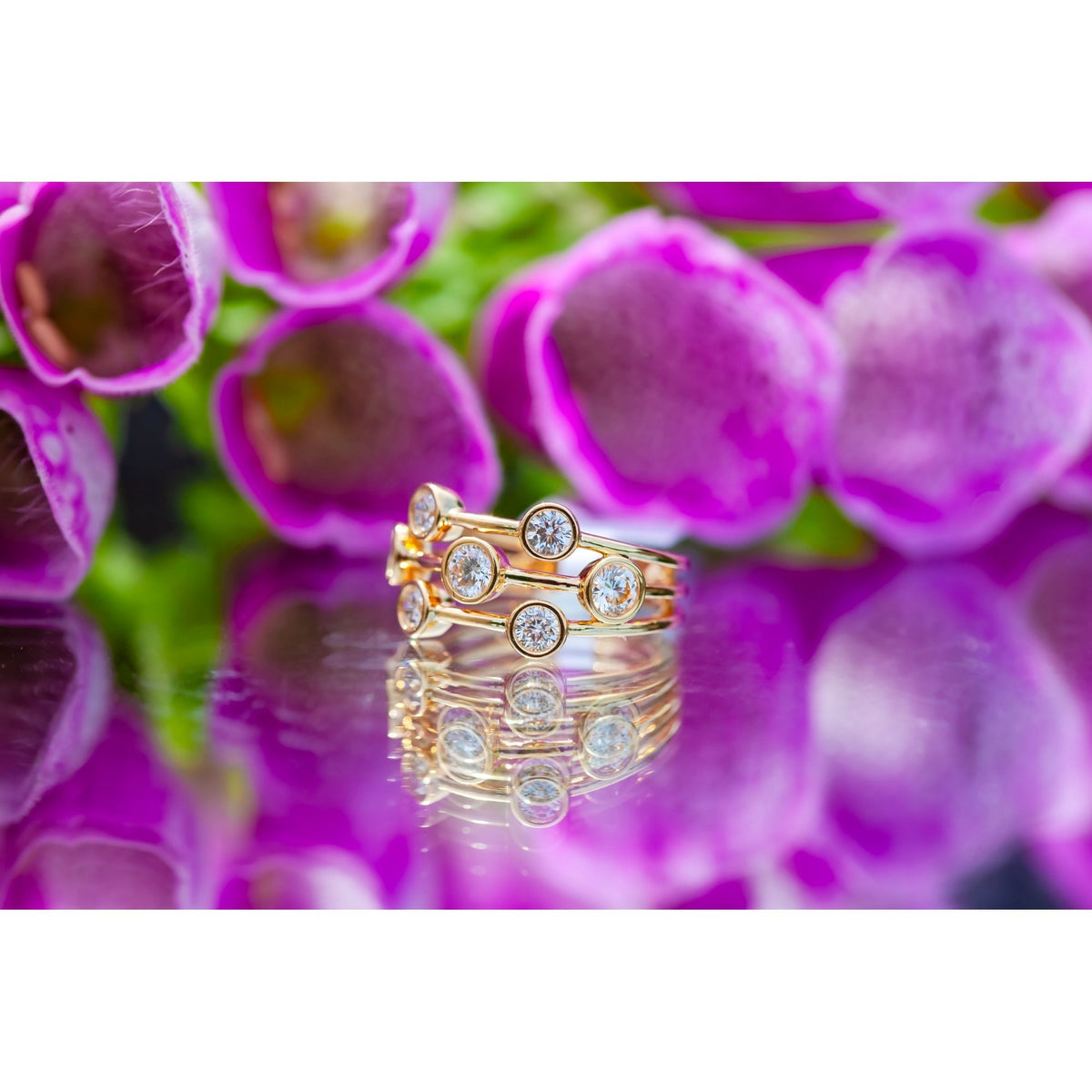 18Ct Yellow Gold Lab Created 1.06ct Diamond Bubble Ring Size M
