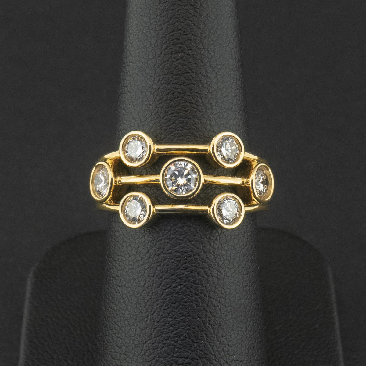 18Ct Yellow Gold Lab Created 1.06ct Diamond Bubble Ring Size M