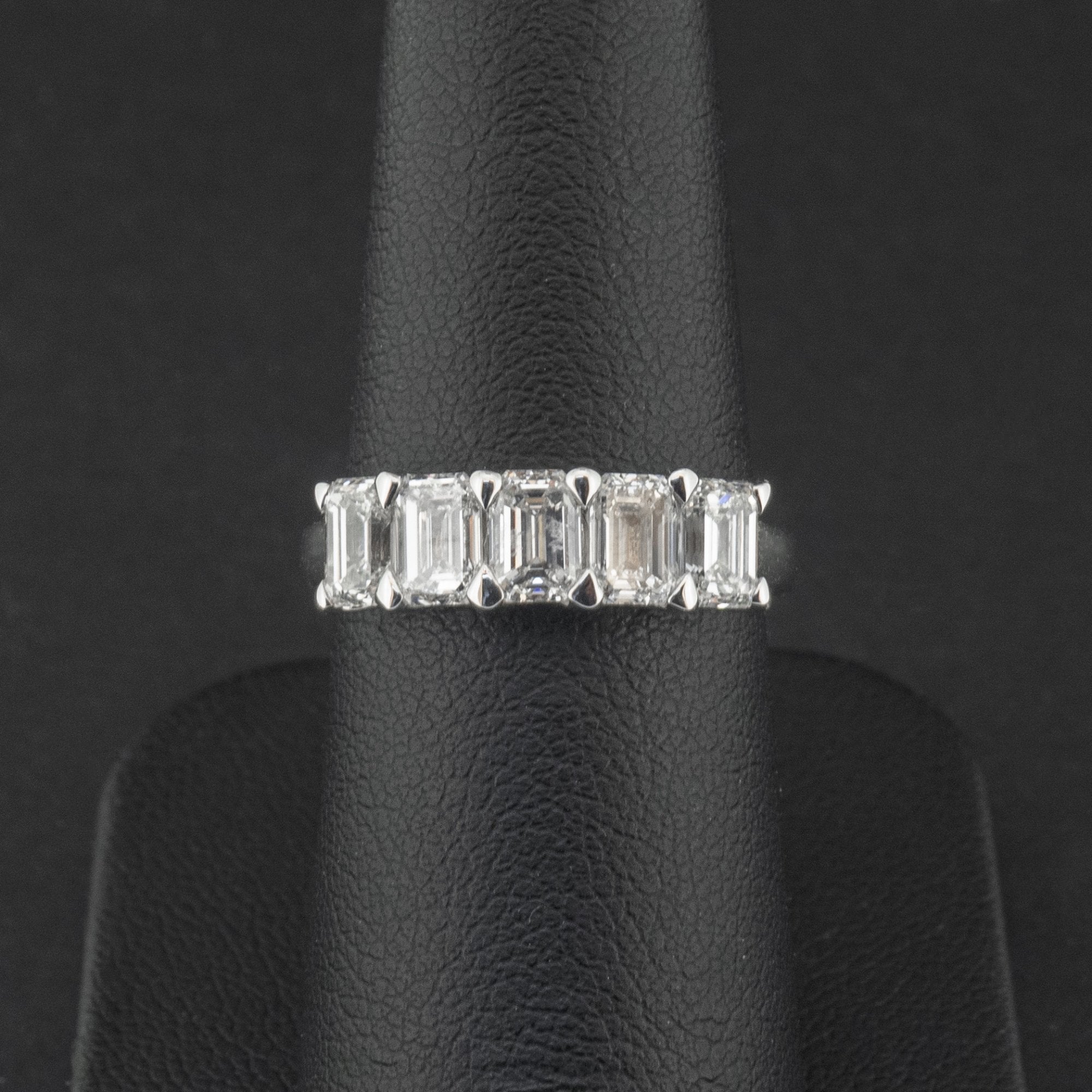 18Ct White Gold Lab Created 2.15ct Emerald Cut Diamond Ring Size M