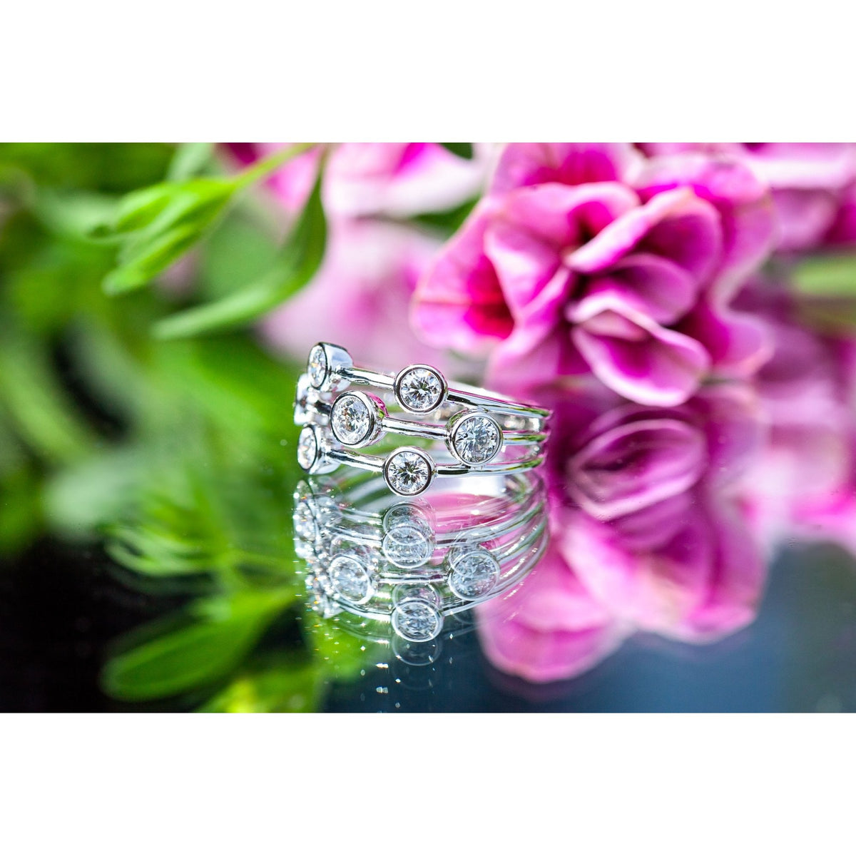 18Ct White Gold Lab Created 1.06ct Diamond Bubble Ring Size M