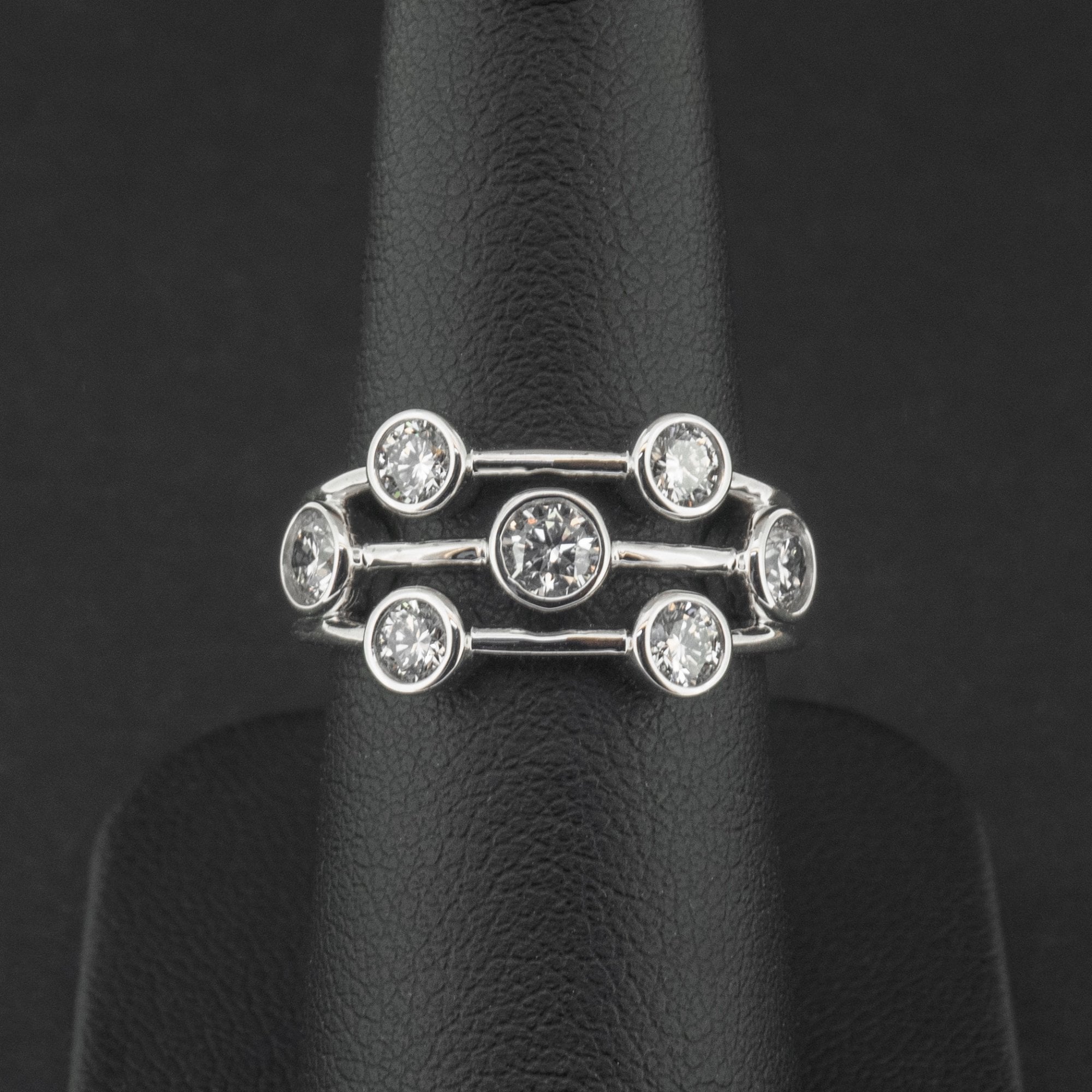 18Ct White Gold Lab Created 1.06ct Diamond Bubble Ring Size M