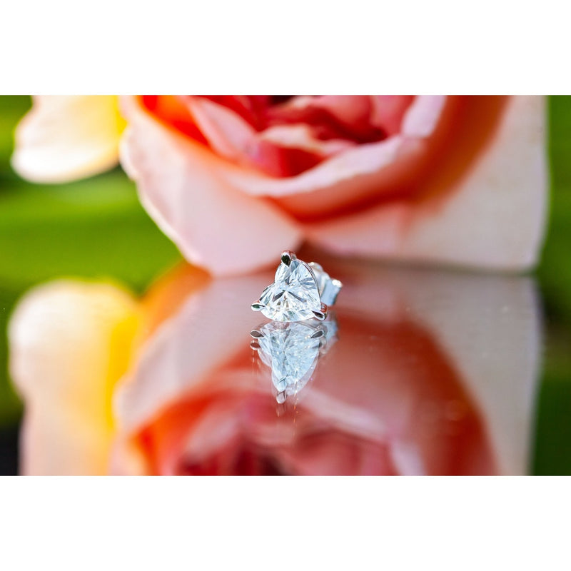 18Ct White Gold Lab Created 1.54ct Diamond Heart Stud Earrings