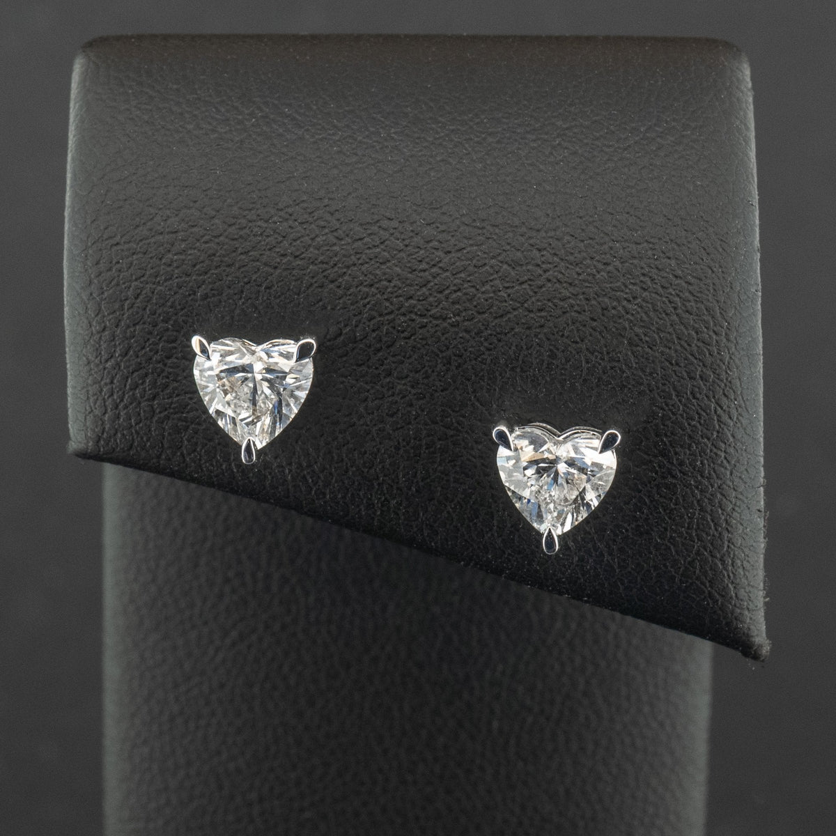 18Ct White Gold Lab Created 1.54ct Diamond Heart Stud Earrings