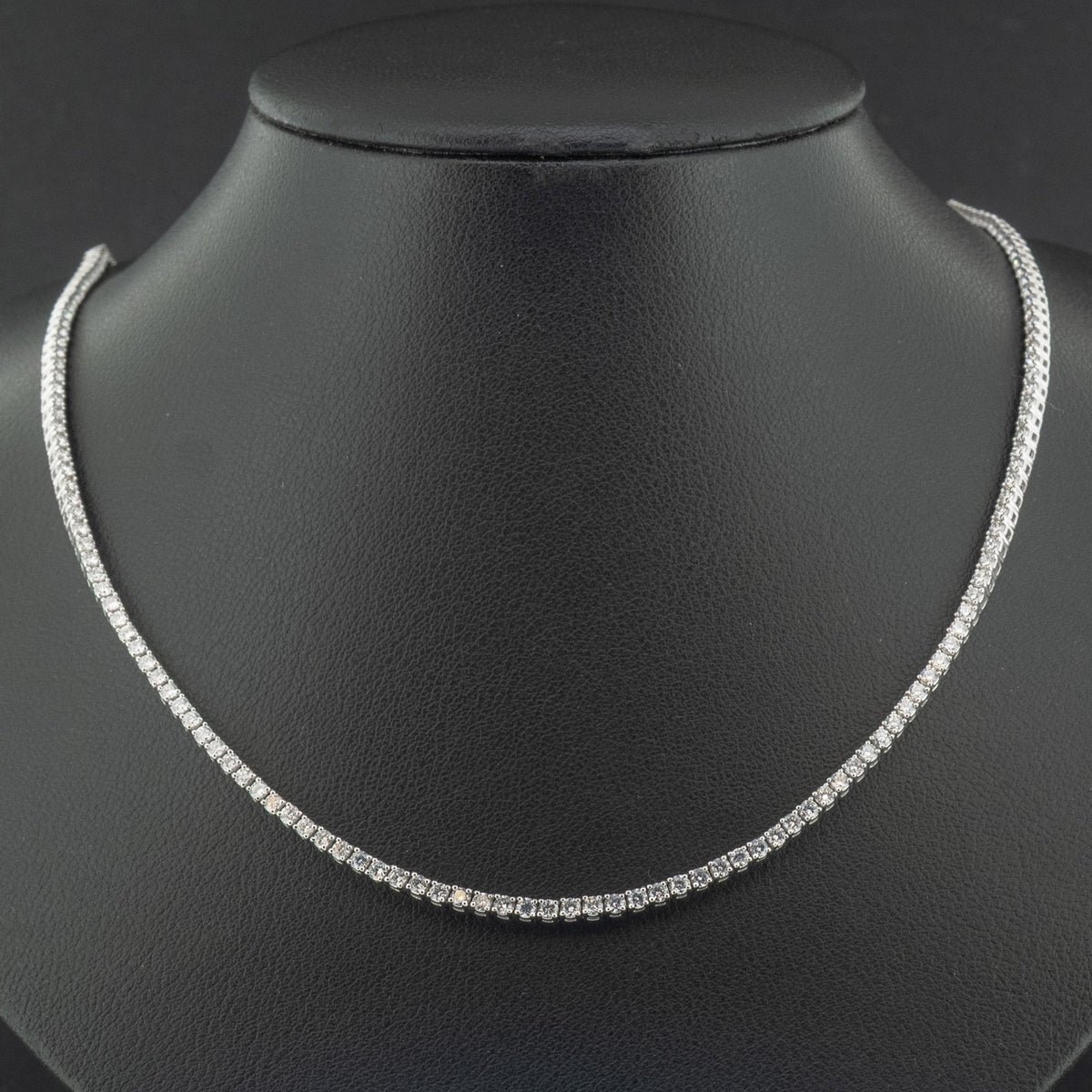 18Ct White Gold Round Lab Created 5.02ct Diamond Tennis 18" Necklace
