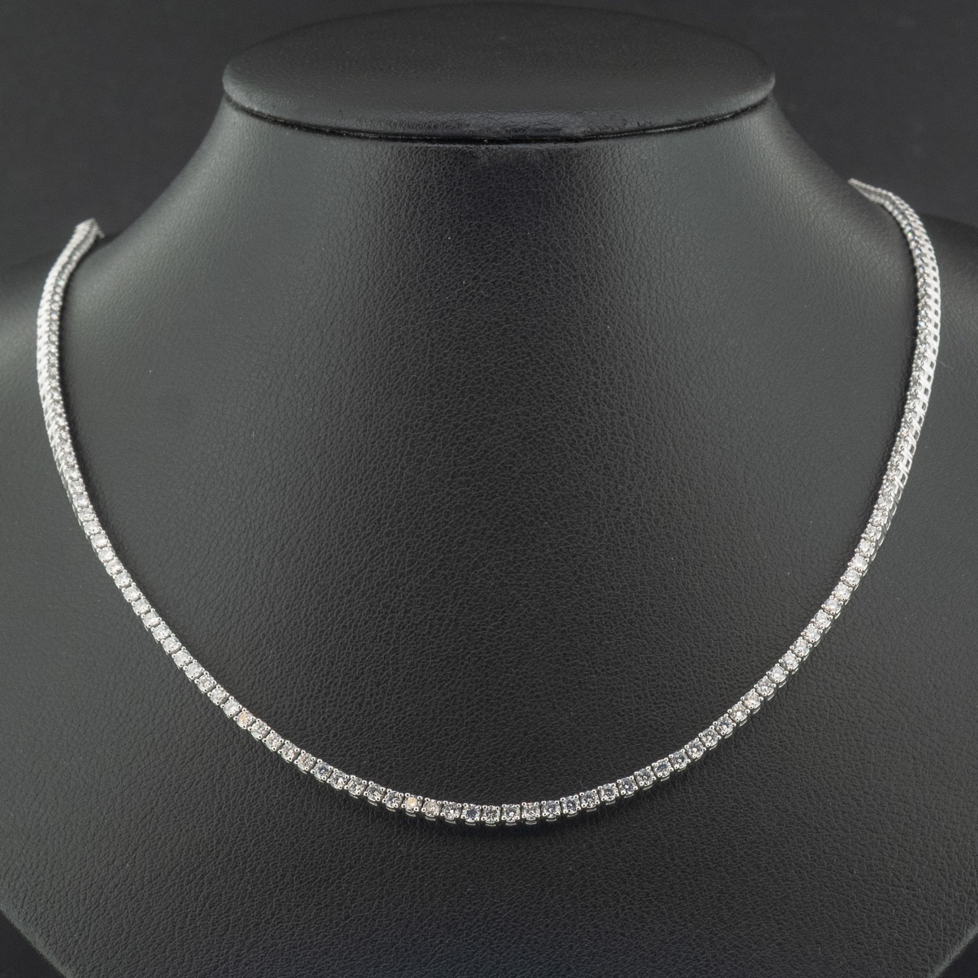 18Ct White Gold Round Lab Created 5.02ct Diamond Tennis 18" Necklace