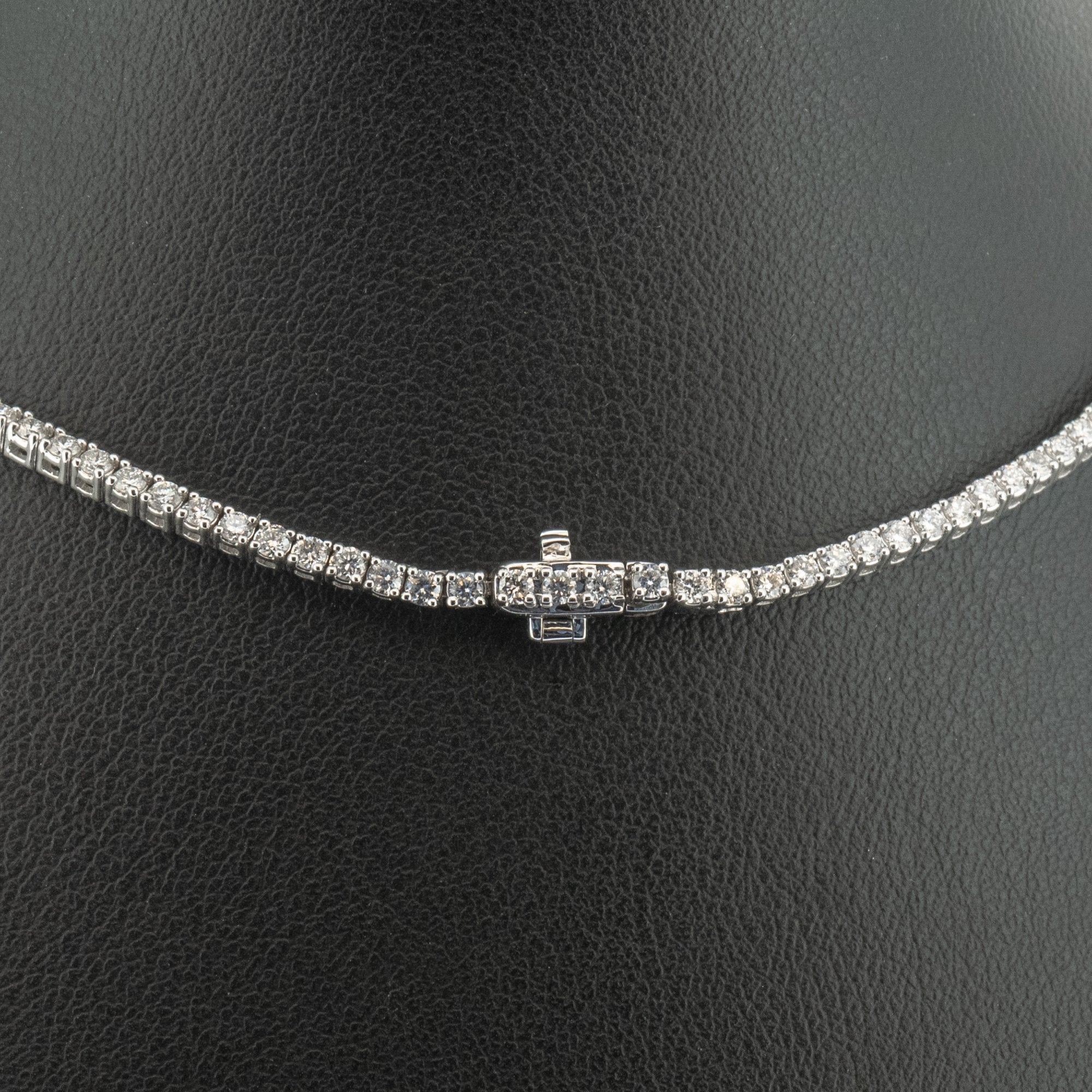 18Ct White Gold Round Lab Created 5.02ct Diamond Tennis 18" Necklace