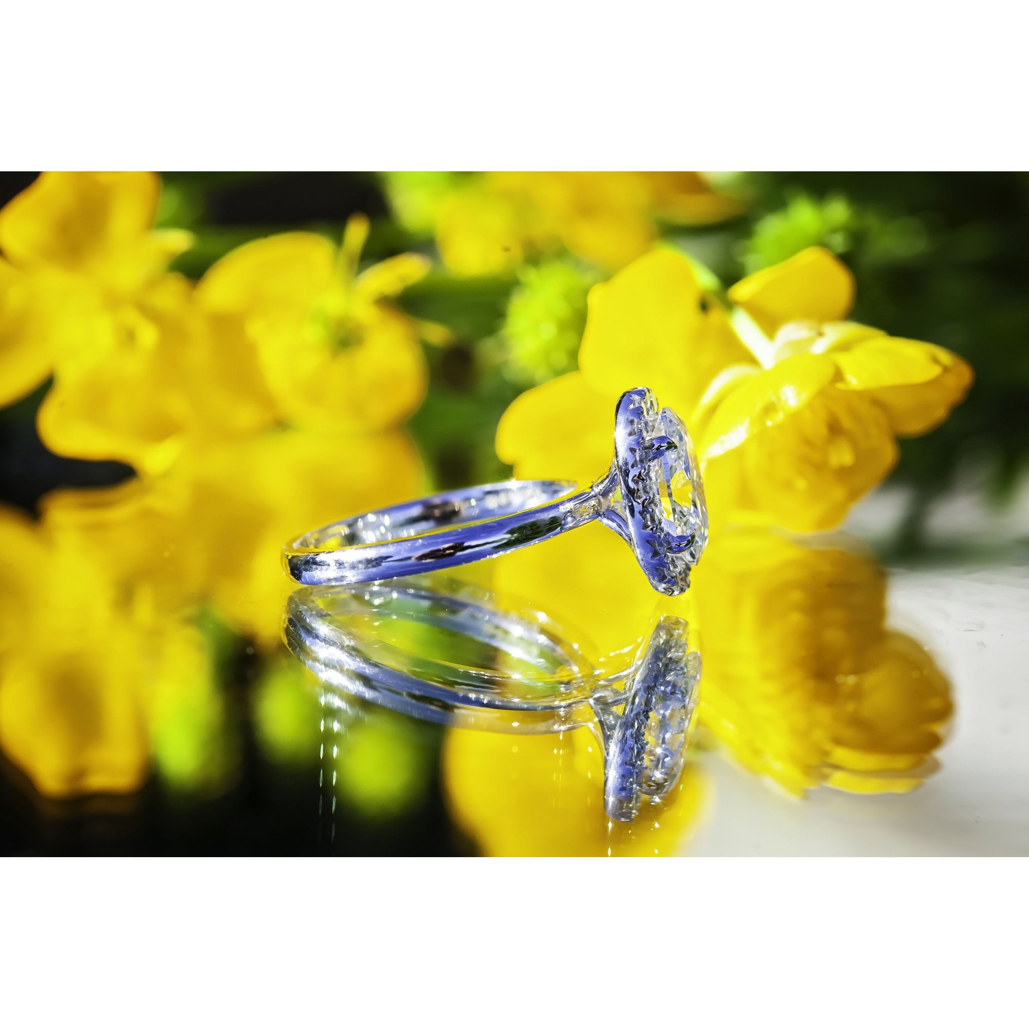 Platinum Lab Created 1.75ct Diamond Halo Ring Size M