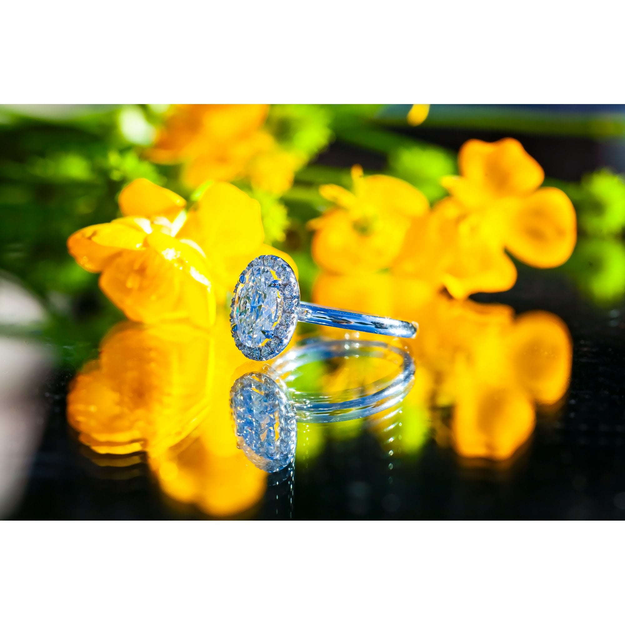Platinum Lab Created 1.75ct Diamond Halo Ring Size M