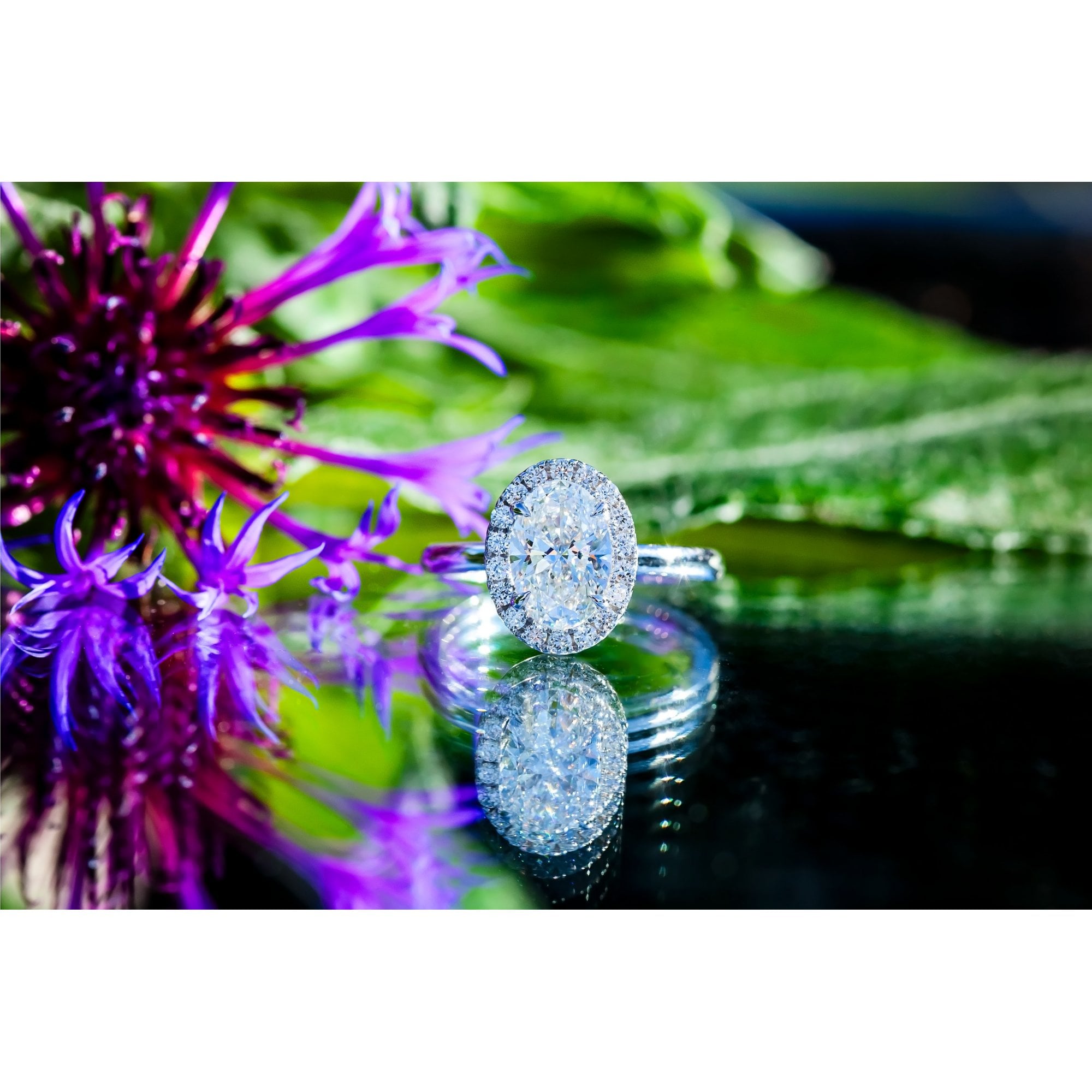 Platinum Lab Created 1.75ct Diamond Halo Ring Size M