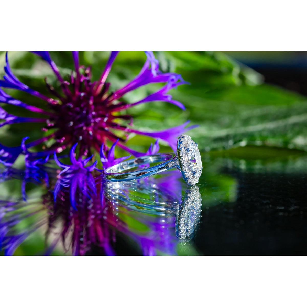 Platinum Lab Created 1.75ct Diamond Halo Ring Size M