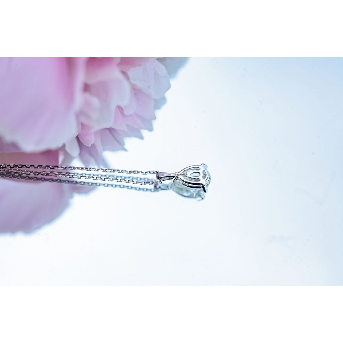 18Ct White Gold Lab Created 1.02ct Pear Cut Diamond 16-18" Necklace