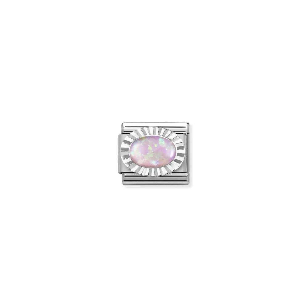 Composable Classic STONES, steel, DIAMOND OVAL 925 sterling silver 38 Rose OPAL