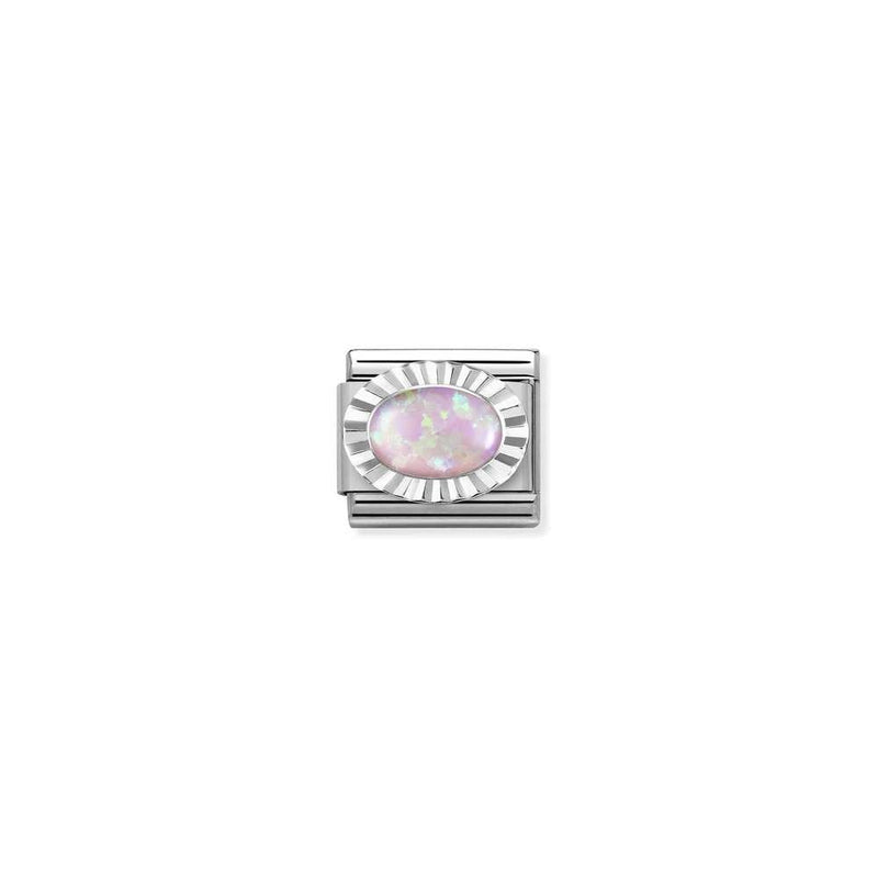 Composable Classic STONES, steel, DIAMOND OVAL 925 sterling silver 38 Rose OPAL