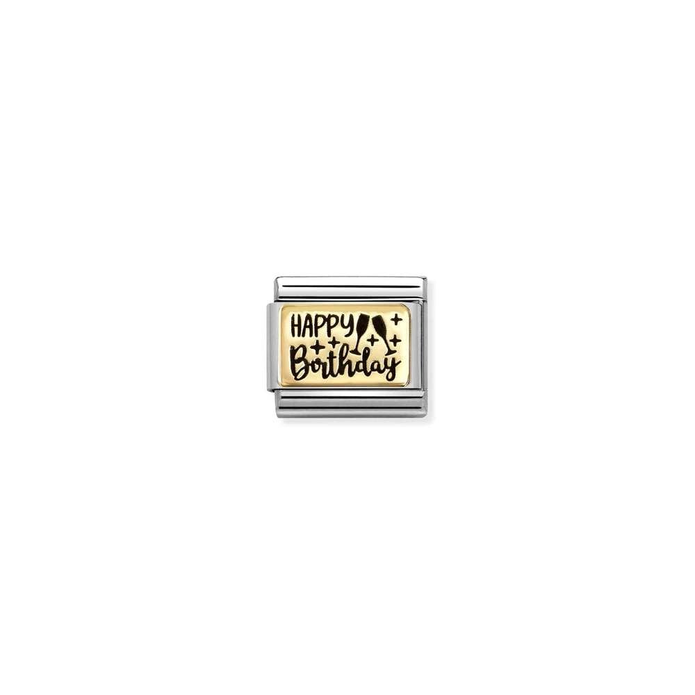Composable Classic PLATES IC in steel and bonded yellow gold 60 Happy Birthday