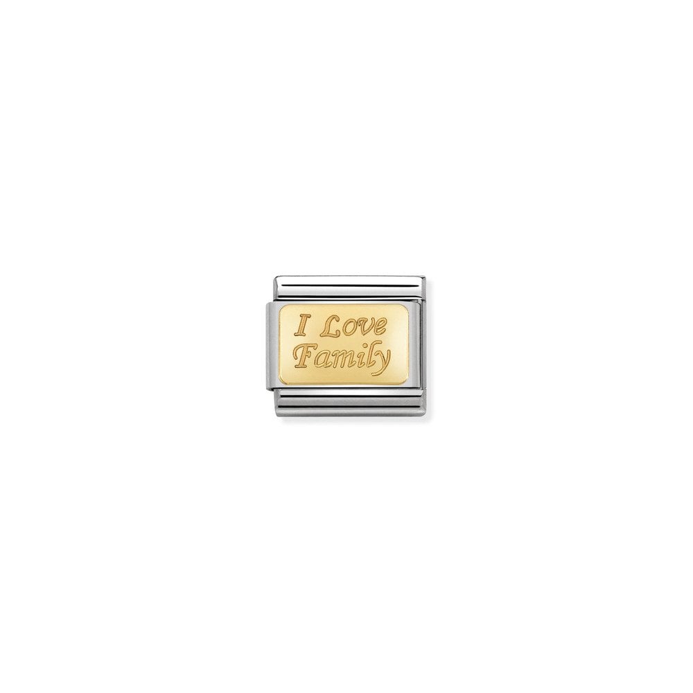 COMPOSABLE Classic ENGRAVED SIGNS in stainless steel with bonded yellow gold CUSTOM 33 I Love Family