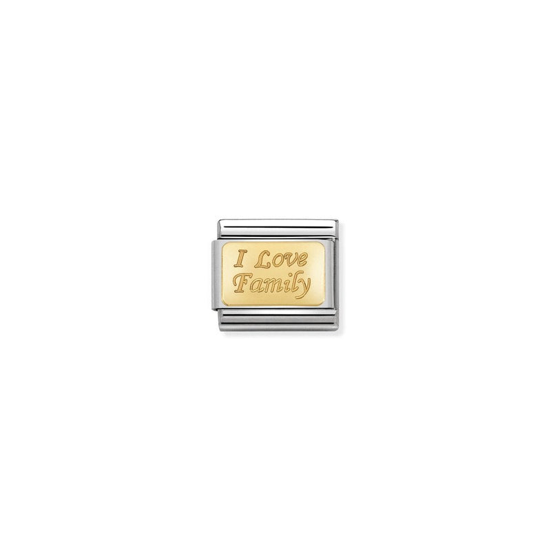 COMPOSABLE Classic ENGRAVED SIGNS in stainless steel with bonded yellow gold CUSTOM 33 I Love Family