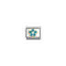 Composable Classic GLITTER SYMBOLS in steel, enamel and bonded yellow gold 16 LIGHT BLUE flower