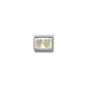 Composable Classic GLITTER SYMBOLS in steel, enamel and bonded yellow gold 01 Double SILVER hearts