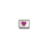 Composable Classic GLITTER SYMBOLS in steel, enamel and bonded yellow gold 09 FUCHSIA heart