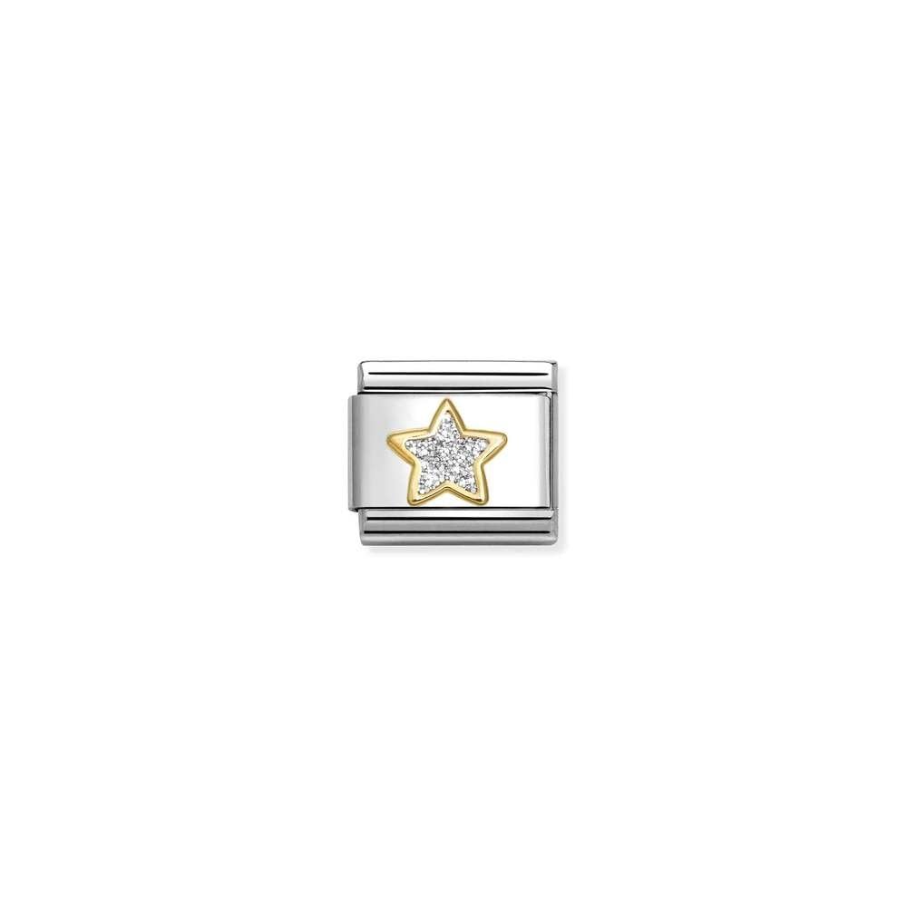 Composable Classic GLITTER SYMBOLS in steel, enamel and bonded yellow gold 19 SILVER star