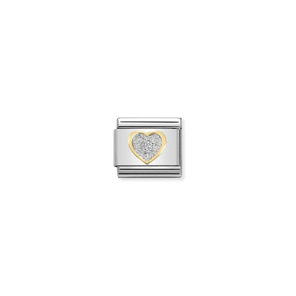 Composable Classic GLITTER SYMBOLS in steel, enamel and bonded yellow gold 02 SILVER heart