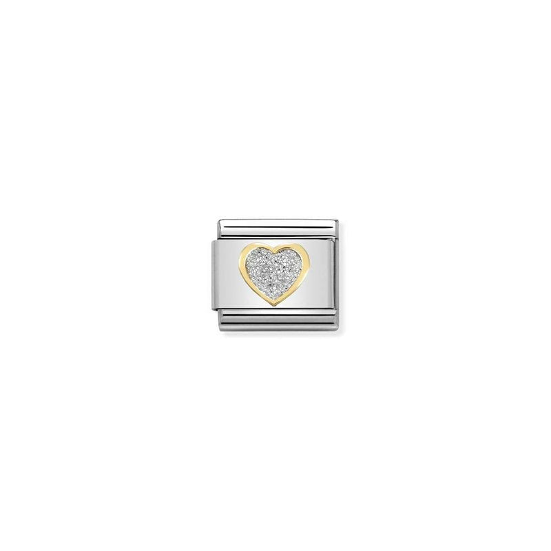 Composable Classic GLITTER SYMBOLS in steel, enamel and bonded yellow gold 02 SILVER heart