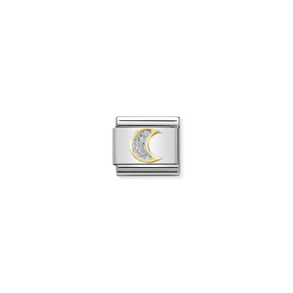 Composable Classic GLITTER SYMBOLS in steel, enamel and bonded yellow gold 05 SILVER moon