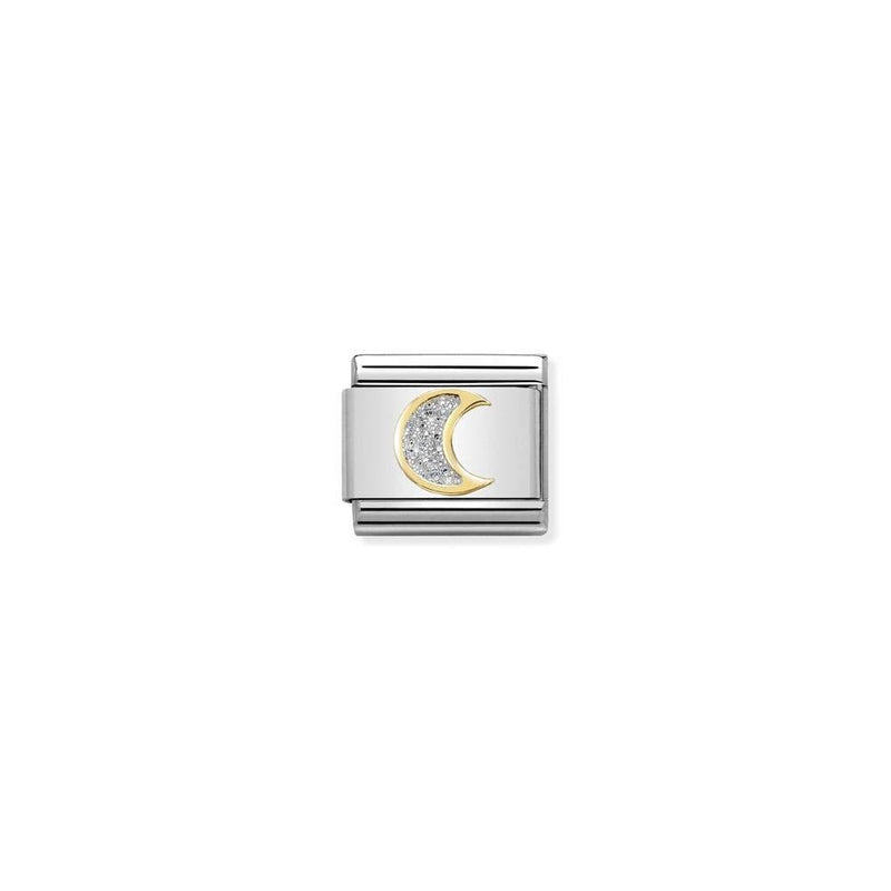 Composable Classic GLITTER SYMBOLS in steel, enamel and bonded yellow gold 05 SILVER moon
