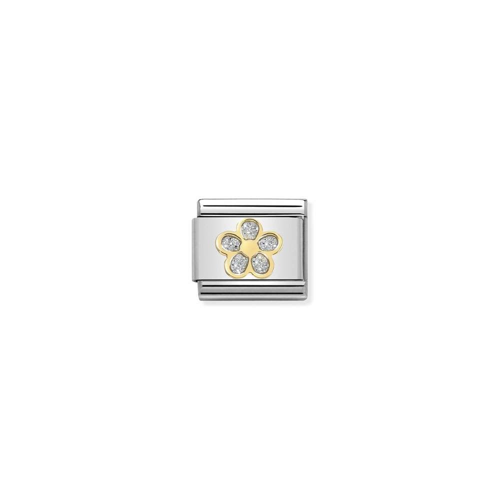 Composable Classic GLITTER SYMBOLS in steel, enamel and bonded yellow gold 06 SILVER flower
