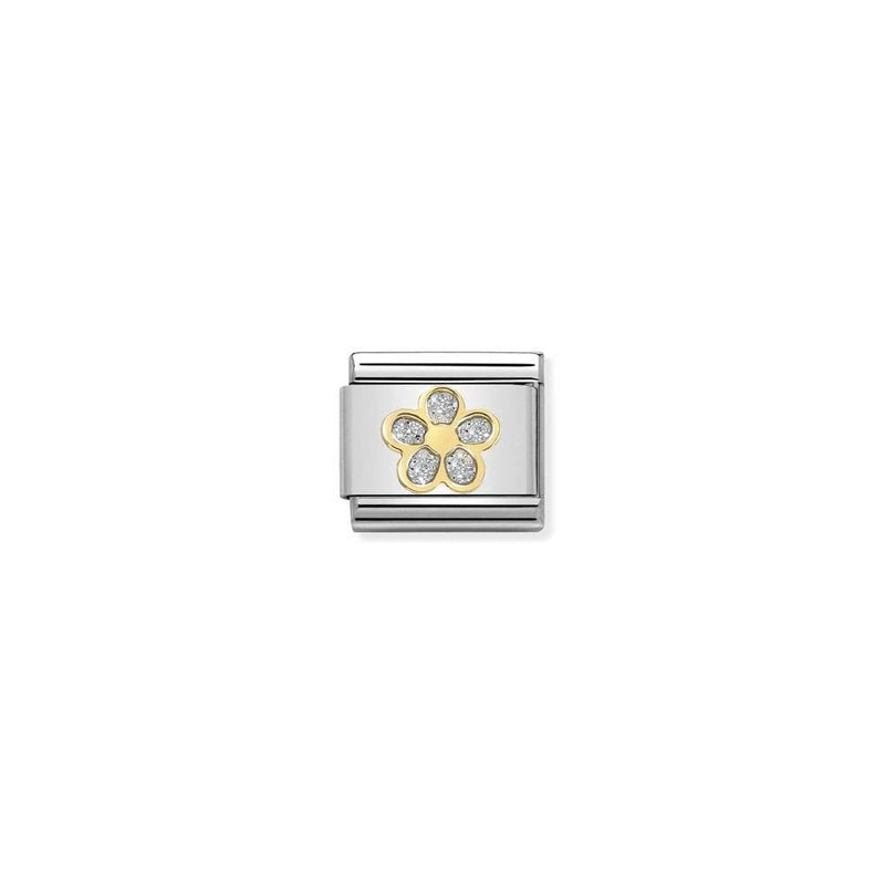 Composable Classic GLITTER SYMBOLS in steel, enamel and bonded yellow gold 06 SILVER flower