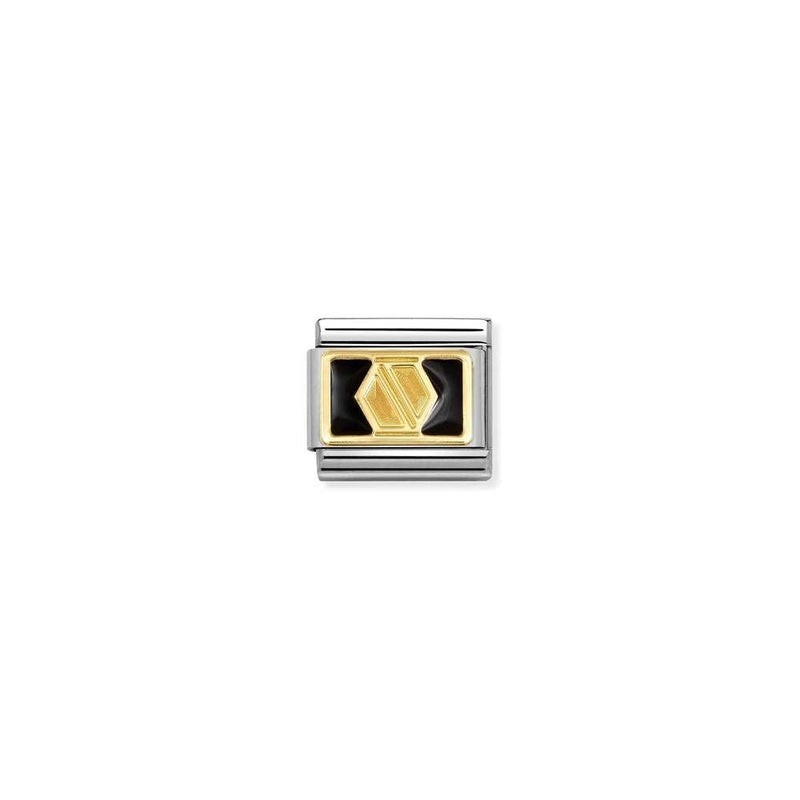 Composable Classic PLATES steel , enamel and bonded yellow gold 66 Black plate nut