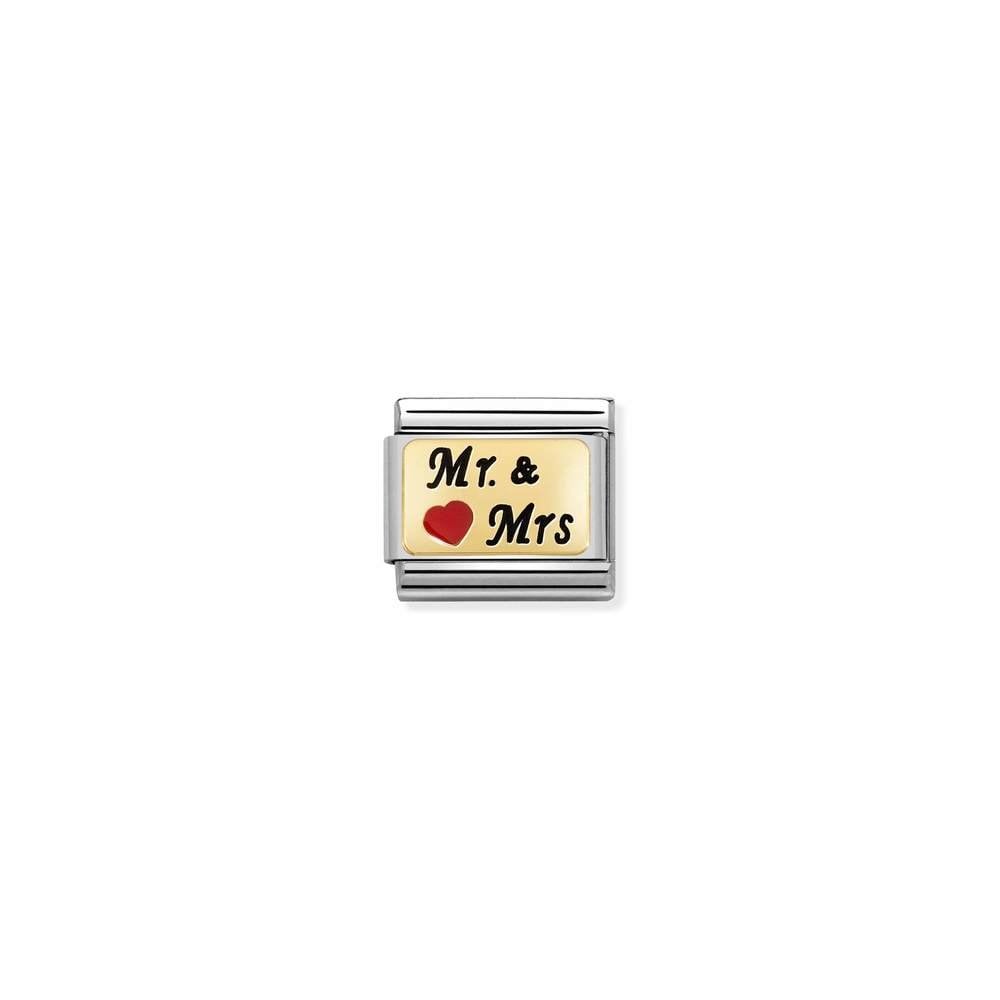 Composable Classic PLATES steel , enamel and bonded yellow gold 53 Mr and Mrs with HEART