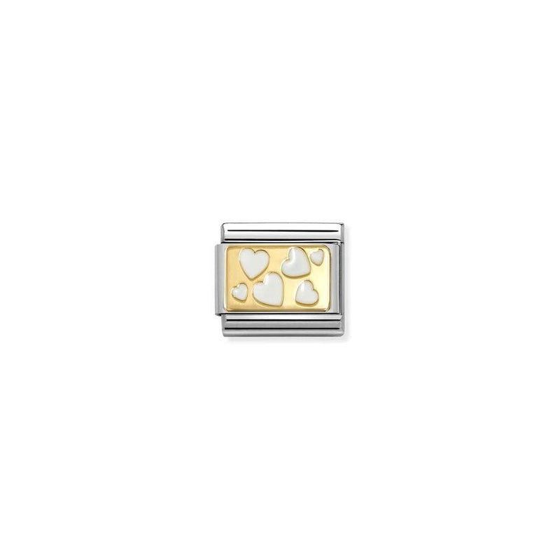 Composable Classic PLATES steel , enamel and bonded yellow gold 70 White scattered hearts