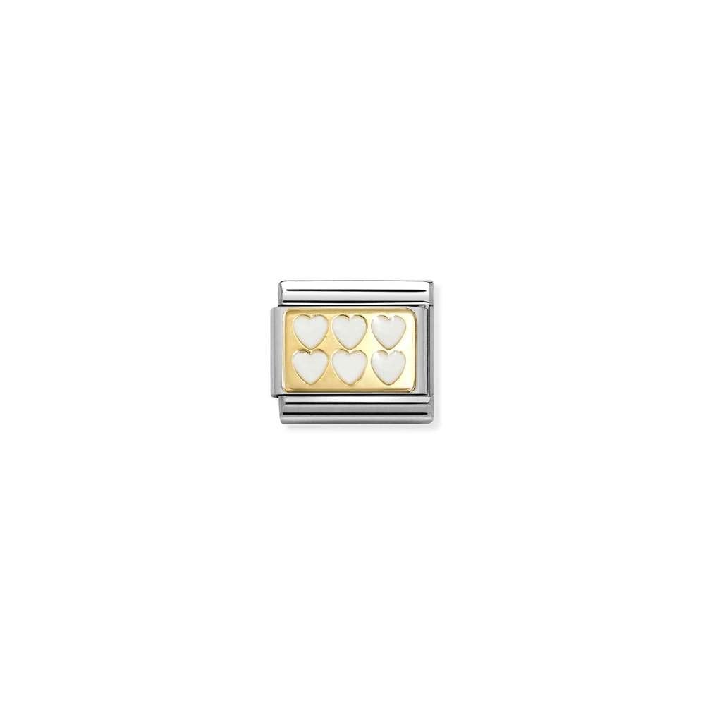 Composable Classic PLATES steel , enamel and bonded yellow gold 69 White line hearts