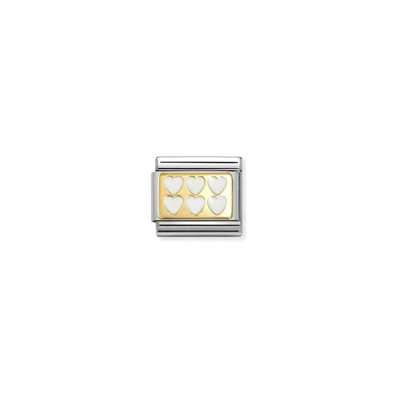 Composable Classic PLATES steel , enamel and bonded yellow gold 69 White line hearts