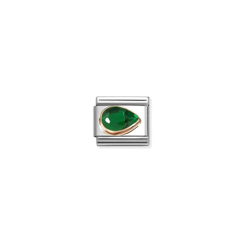 Composable Classic CZ, FACETED RIGHT DROP in steel and 9k rose gold 004 GREEN