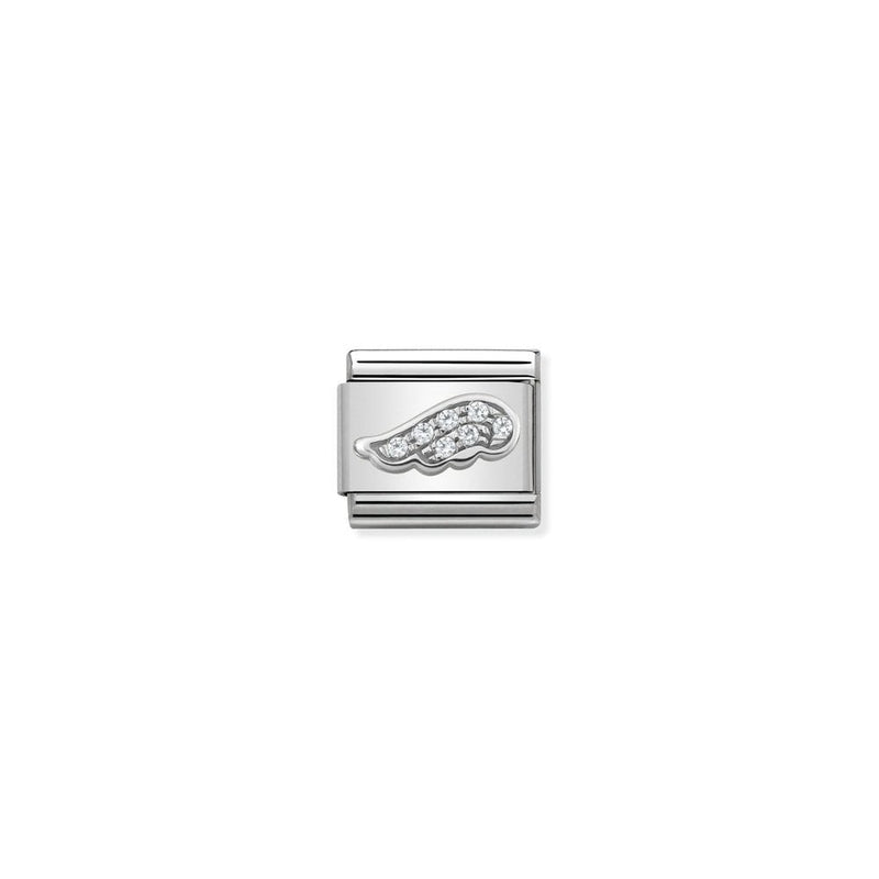 Composable CL SYMBOLS steel , Cubic zirconia and 925 sterling silver 16 WHITE wing