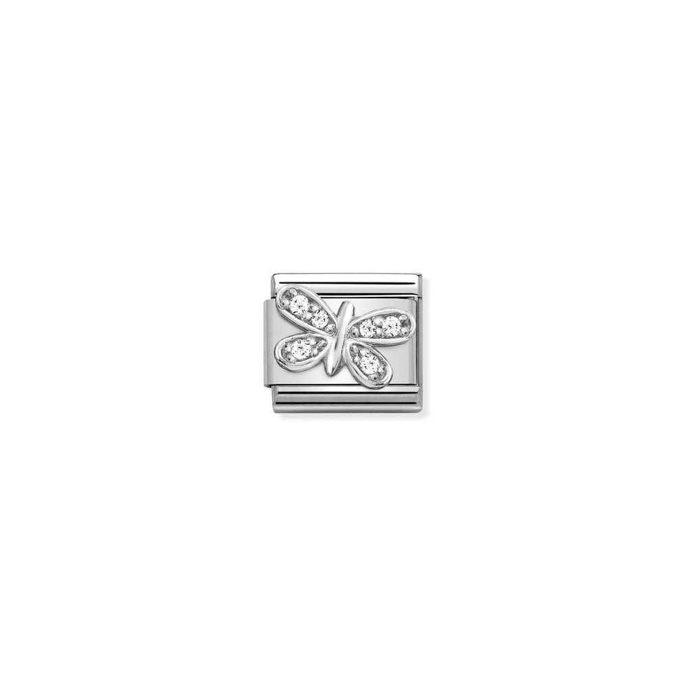 Composable CL SYMBOLS steel , Cubic zirconia and 925 sterling silver 35 WHITE butterfly