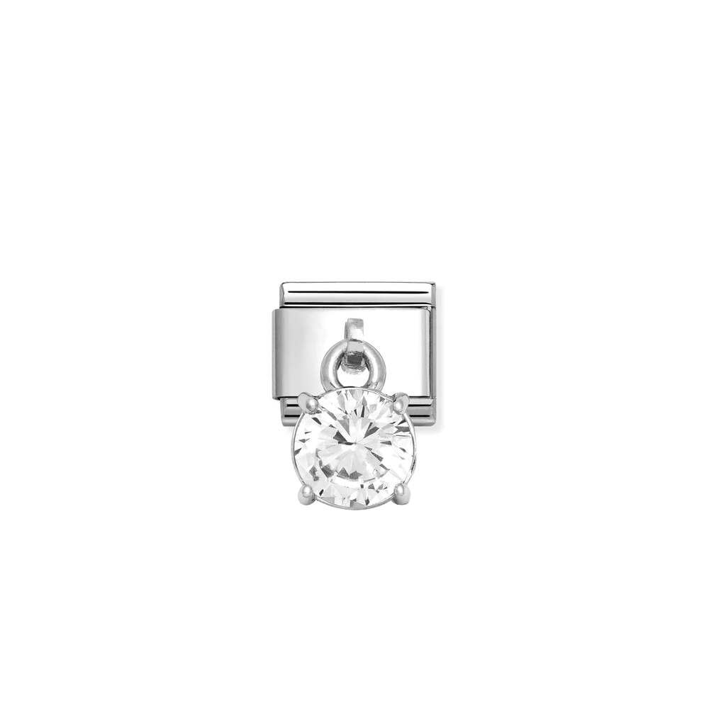 Composable Classic CHARMS CUBIC ZIRCONIA steel, 925 sterling silver 09 White round